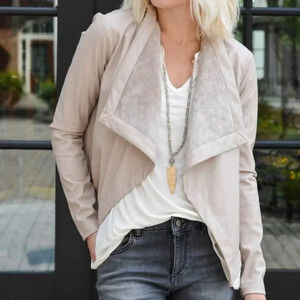 BB Dakota Gracelyn Faux Leather Open Front Jacket Size XS